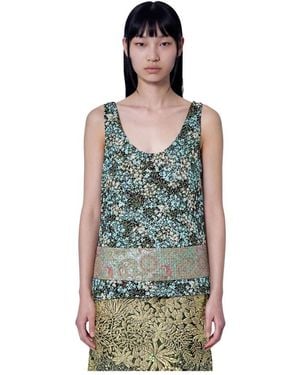 Dries Van Noten Ärmelloses Top Mit Blumenmuster - Blau