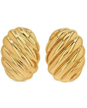 Anine Bing Goudkleurige Oorbellen Met Geribbeld Design - Metallic