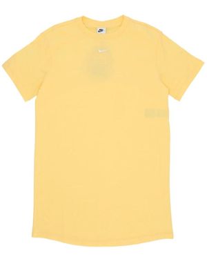 Nike Fitness ,Geel ,Katoen Essentiële Tee Jurk Topaas Goud/Wit