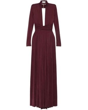 Elisabetta Franchi Key-Hole Mock-Neck Maxi Dress - Purple