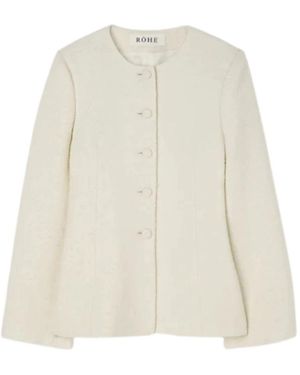 Rohe Boucle Blazer Mit Schnittführung - Weiß