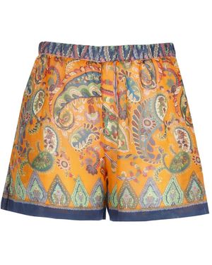 Etro Korte Broeken ,Veelkleurig ,Shorts Met Trekkoord - Oranje
