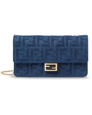 Fendi Tassen ,Blauw ,Katoen Wallet On Chain Baguette