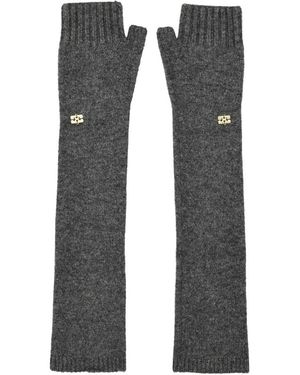 Ganni Accessoires ,Grijs ,Wol Wool Yak Mix Vingerloze Handschoenen