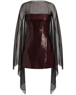 Alberta Ferretti Gekreerde Minijurk Met Cape - Bruin