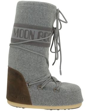 Moon Boot Schoenen ,Grijs ,Leer Icon Nubuck Felt Boot