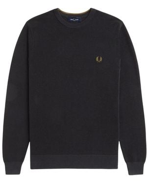 Fred Perry Gebreide Trui Met Ronde Hals - Blauw