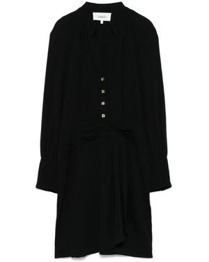 Ba&sh Schwarzes texturiertes kleid mit knopfverschluss