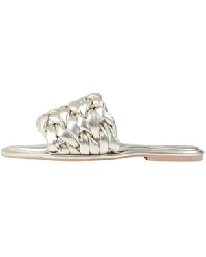 Bronx Schoenen ,Geel ,Leer Gouden Leren Slippers Delan-Y 8520-M - Wit