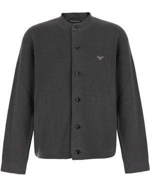 Emporio Armani Truien & Vesten ,Grijs ,Katoen Ribbed Cardigan