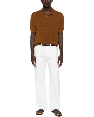 Tagliatore Finlay Crochet Katoenen Poloshirt - Wit