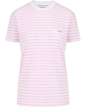 Iceberg Tops ,Roze ,Katoen Gestreept Katoenen Jersey T-Shirt