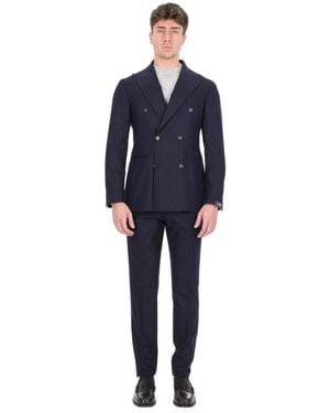 Barba Napoli Double Breasted Suits - Blue