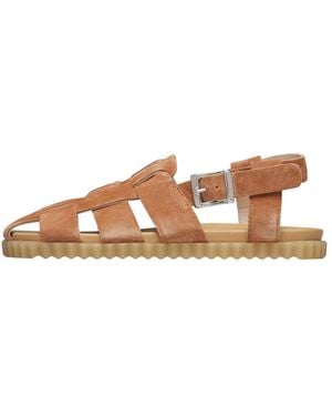 Voile Blanche Flat Sandals - Brown