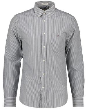 GANT Overhemden ,Blauw ,Katoen Klassiek Regular Gestreept Poplin Overhemd - Grijs