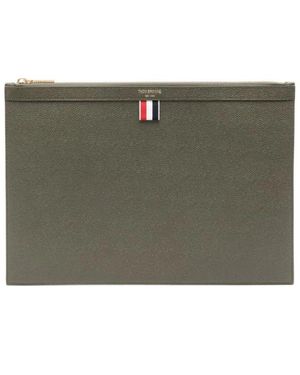 Thom Browne Grünes Lederportemonnaie Mit Rwb-Band
