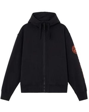 Stone Island Hoodies & Sweatvesten ,Zwart ,Katoen Brushed Cotton Fleece