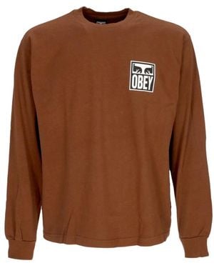 Obey Long Sleeve T-Shirts - Brown