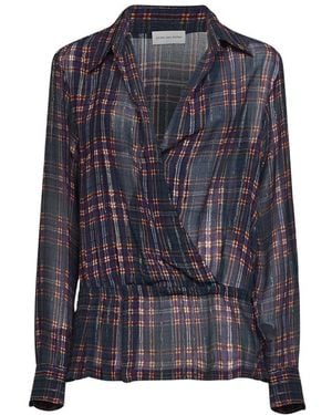 Dries Van Noten Overhemden ,Blauw ,Gecertificeerd Lurex Shirt