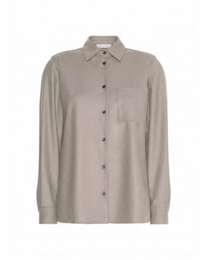 Max Mara Overhemden ,Bruin ,Cashmere Foulé Shirt - Grijs