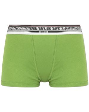Versace Gerippte Baumwoll-Jersey Trunks - Grün