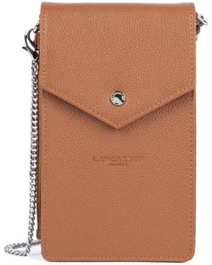 Lancaster Leren Smartphone Clutch Met Drukknoopsluiting - Bruin