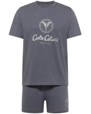 carlo colucci Herren Shorty Pyjama Set Ferremi - Grau