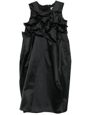 Comme des Garçons Ruffled Satin-Finish Midi Dress - Black