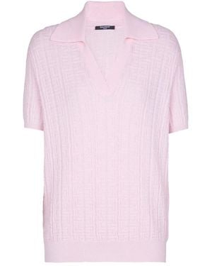 Balmain Monogramm-Strickpolohemd - Pink