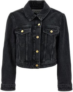 Ganni Jassen ,Zwart ,Denim Zware Denim Jas