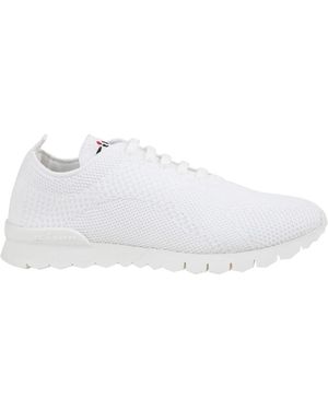 Kiton Weiße Gestrickte Laufschuhe