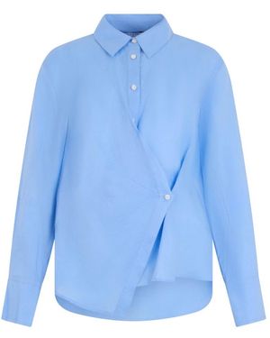 Veronica Beard Overhemden ,Blauw ,Katoen Shirt Met Asymmetrische Overslag