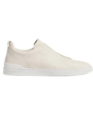 ZEGNA Triple Stitch Off- Deerskin Sneakers - Weiß
