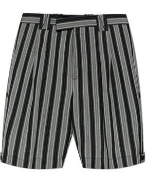 Versace Pinstripe Wool Formal Shorts - Zwart