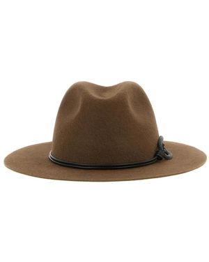 Brunello Cucinelli Felt Fedora Met Monile Trim - Bruin