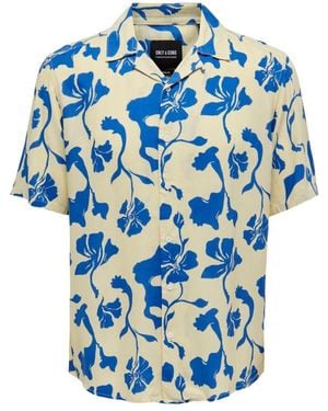 Only & Sons Overhemd Met Korte Mouwen - Blauw