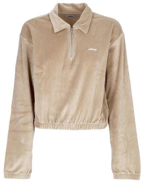 Obey Hoodies & Sweatvesten ,Katoen Chenille Sweatshirt Pullover Zilver Grijs - Naturel