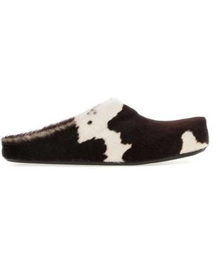 Marni Printed Calf Hair Fussbett Slippers - Schwarz