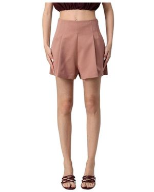 ANDAMANE Stijlvolle Hoge Taille Geplooide Shorts - Roze