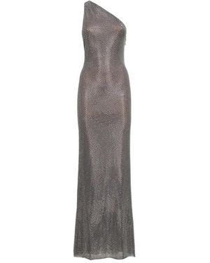 Self-Portrait Rhinestone One-Shoulder Maxikleid - Grau