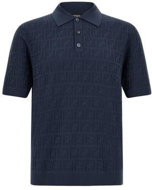 Fendi Ff Jacquard Polohemd - Blau