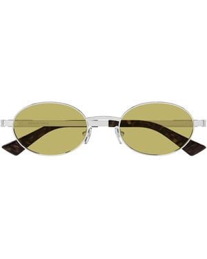 Bottega Veneta Ovale Metall-Sonnenbrille - Gelb
