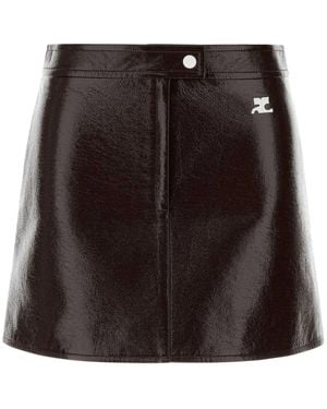 Courreges Rokken ,Bruin ,Katoen Reedition Vinyl Mini Rok - Zwart
