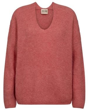 Mos Mosh Rost- V-Ausschnitt Strickpullover - Pink