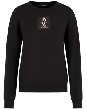 ARMANI EXCHANGE Sweatshirt Met Ronde Hals En Monogrampatch - Zwart