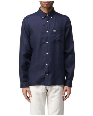 Lacoste Marine Leinenhemd - Blau