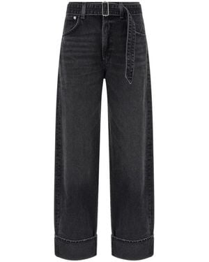 Agolde High-Waisted Wide Leg Cropped Jeans - Zwart