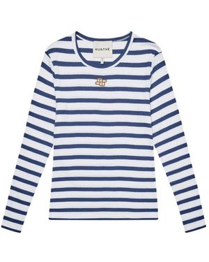 Munthe Blaues Tee Mit Besticktem Logo