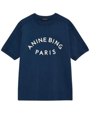 Anine Bing Tops ,Blauw ,Katoen Gestructureerd T-Shirt