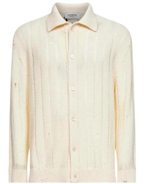 Laneus Distressed Cardigan Met Kraag - Wit